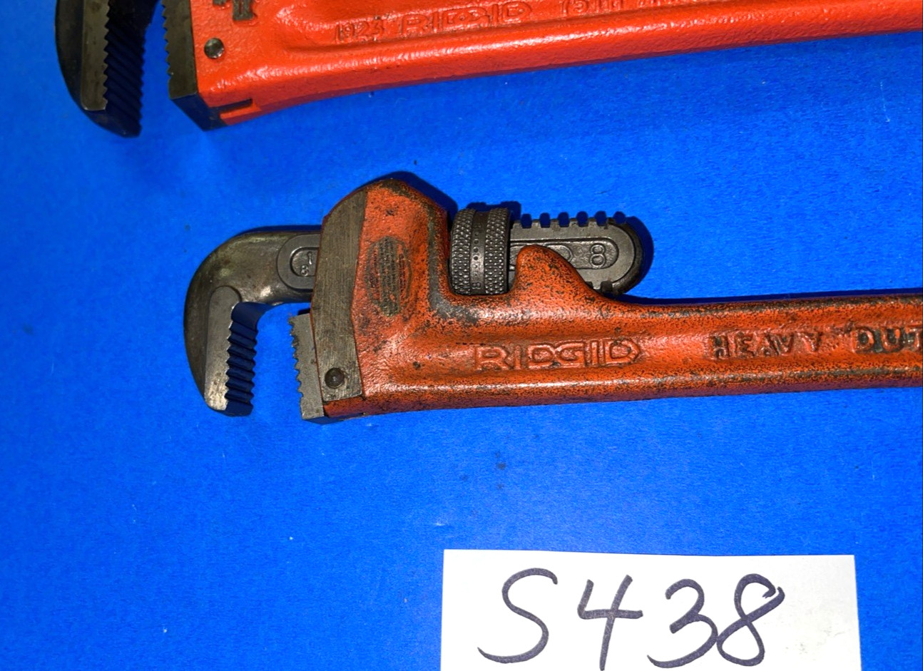 RIDGID TOOLS 2PC 10 INCH 75TH ANNIVERSARY & 8 INCH PIPE WRENCHES
