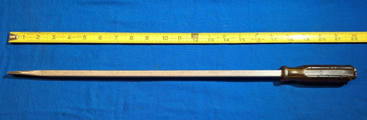 Vintage Mac Tools PL18 red and yellow handle striking pry bar 21″ long