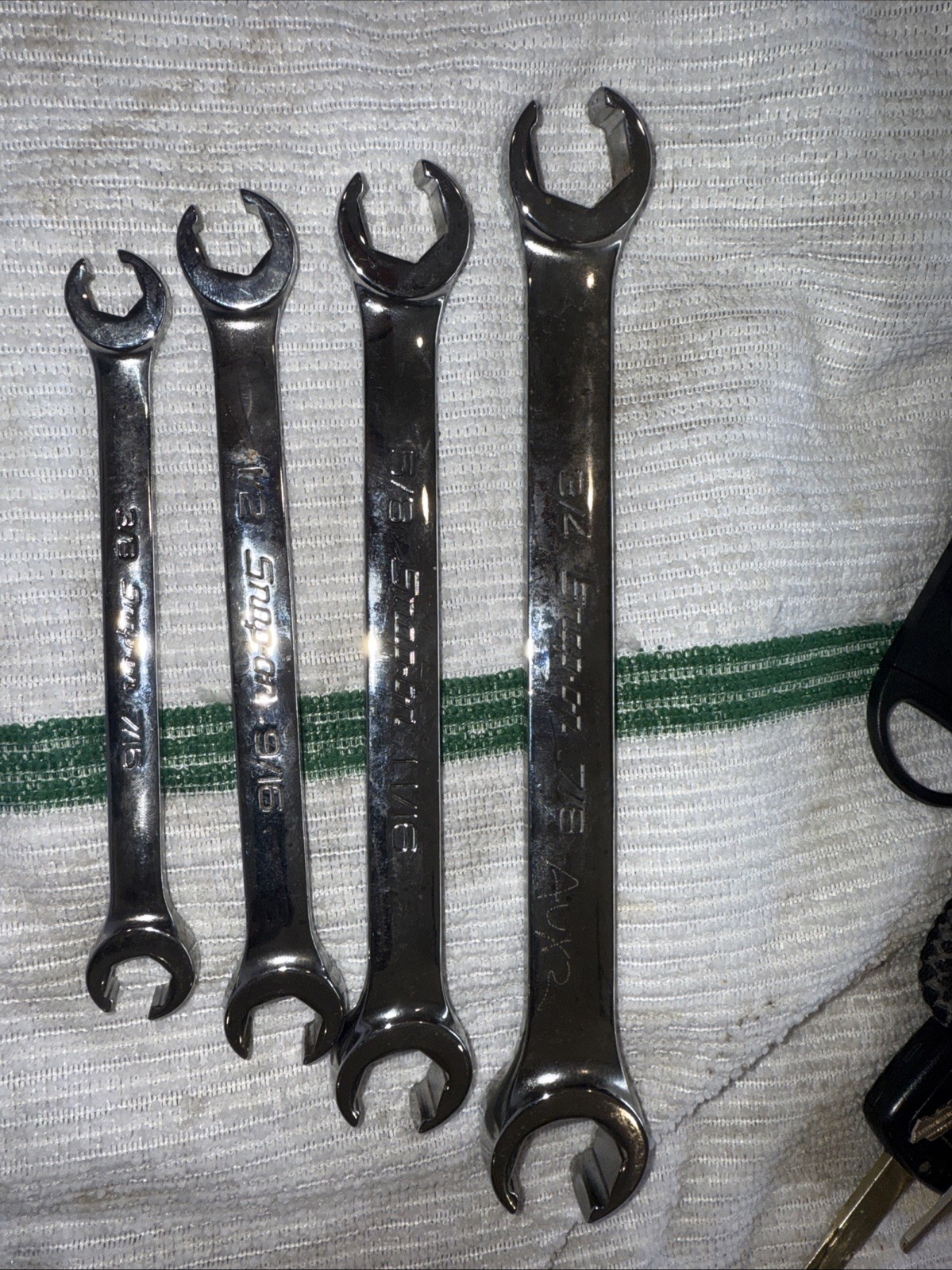 Snap On Combo Wrench Set Of 4 3/4-7/8,5/8-11/16,1/2-9/16,3/8-7/16. Double combo.