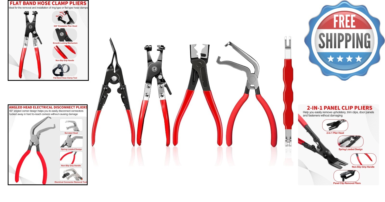 Universal 5-Piece Disconnect and Hose Clamp Tool Set for Efficient Car Repairs