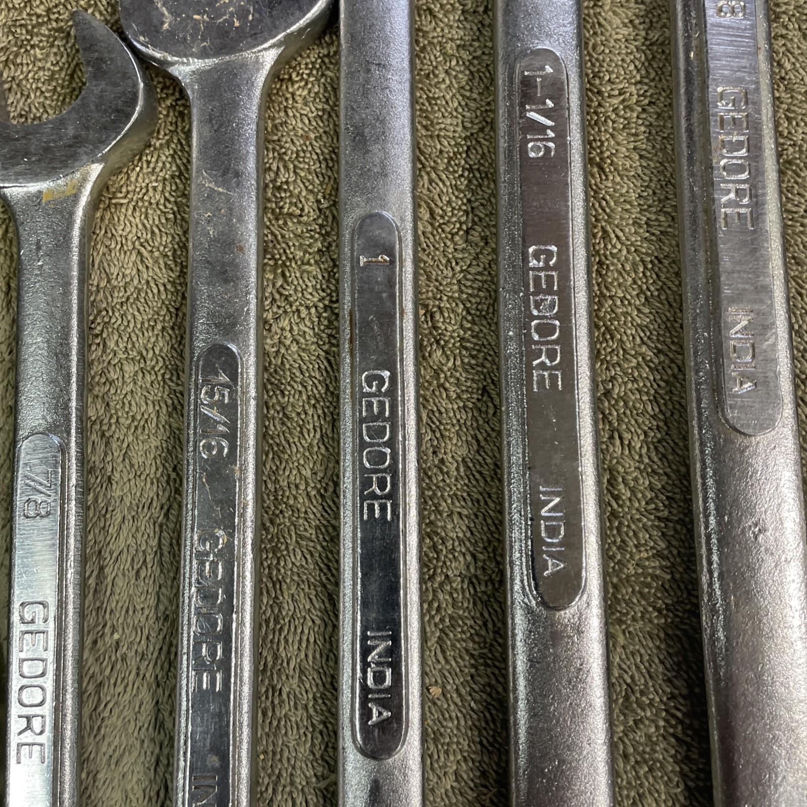 GEDORE Large Combination Wrench Lot. 1 1/14, 1 1/8, 1 1/16, 1, 15/16, And 7/8