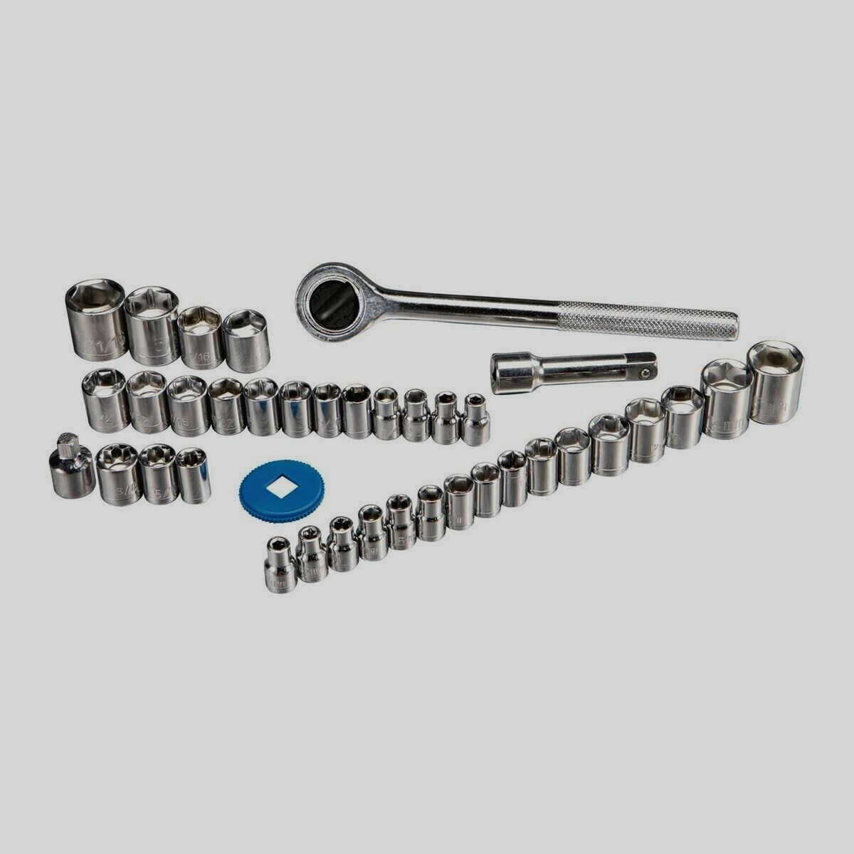 ✔3/8″,1/4″Dr. Sockets(5~22/32″ & 4~15mm, 19mm), 6&8 Point, Adapter, Ext.&Spinner