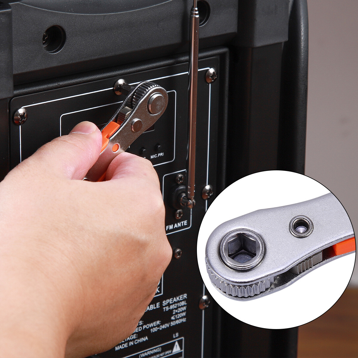 Ratcheting Right Angle Screwdriver Hex Drive 90 Degree Offset with 10pc Bits Set