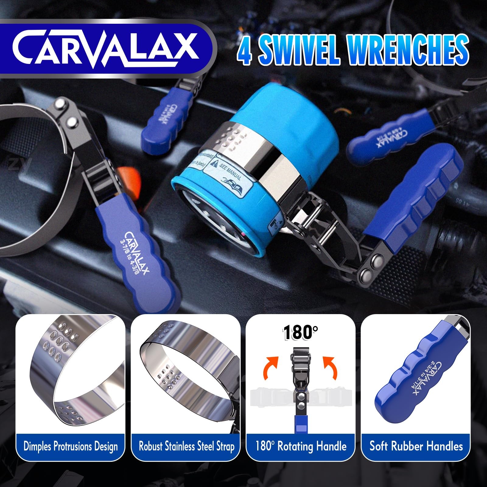 8PCS Oil Filter Wrench Set – Stainless Steel Swivel Wrenches 1-3/4”to 5-1/4”,…