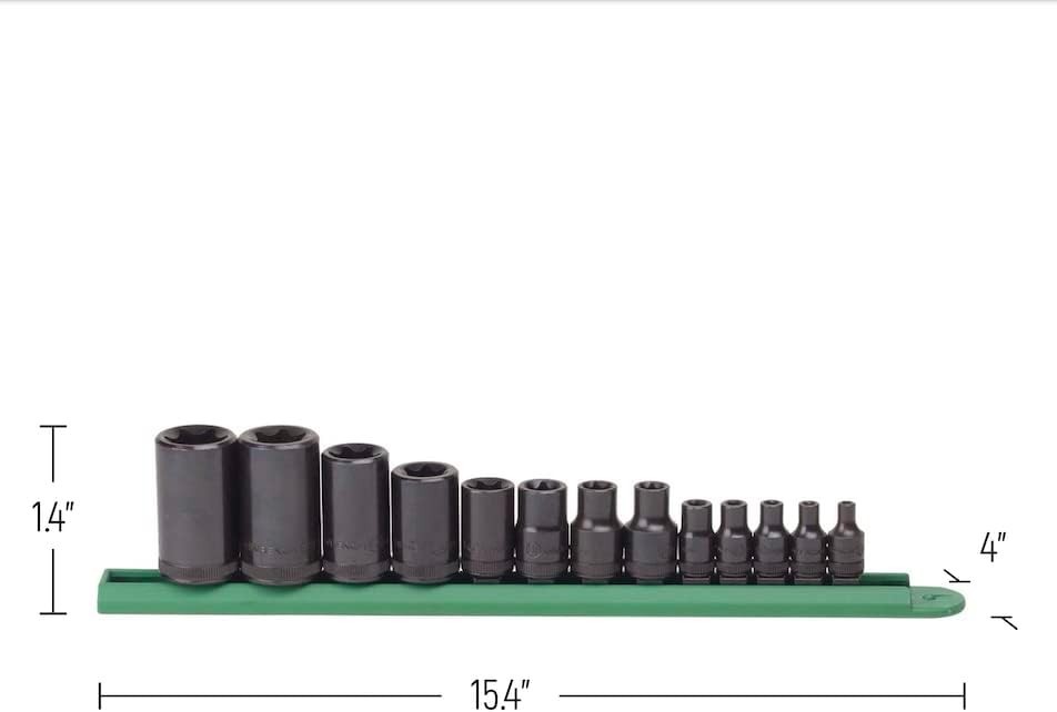 Durable 13-Piece E-Torx Socket Set with Black Oxide Finish & Heat Treatment