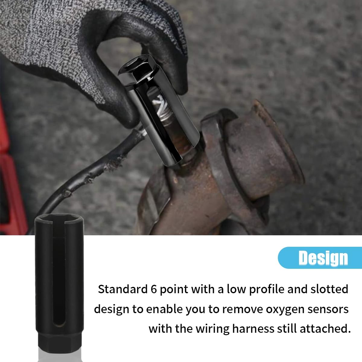 Car Oxygen Sensor Socket with Side Wire Cutout, 3/8 Inch Drive ×7/8 Inch 22mm…