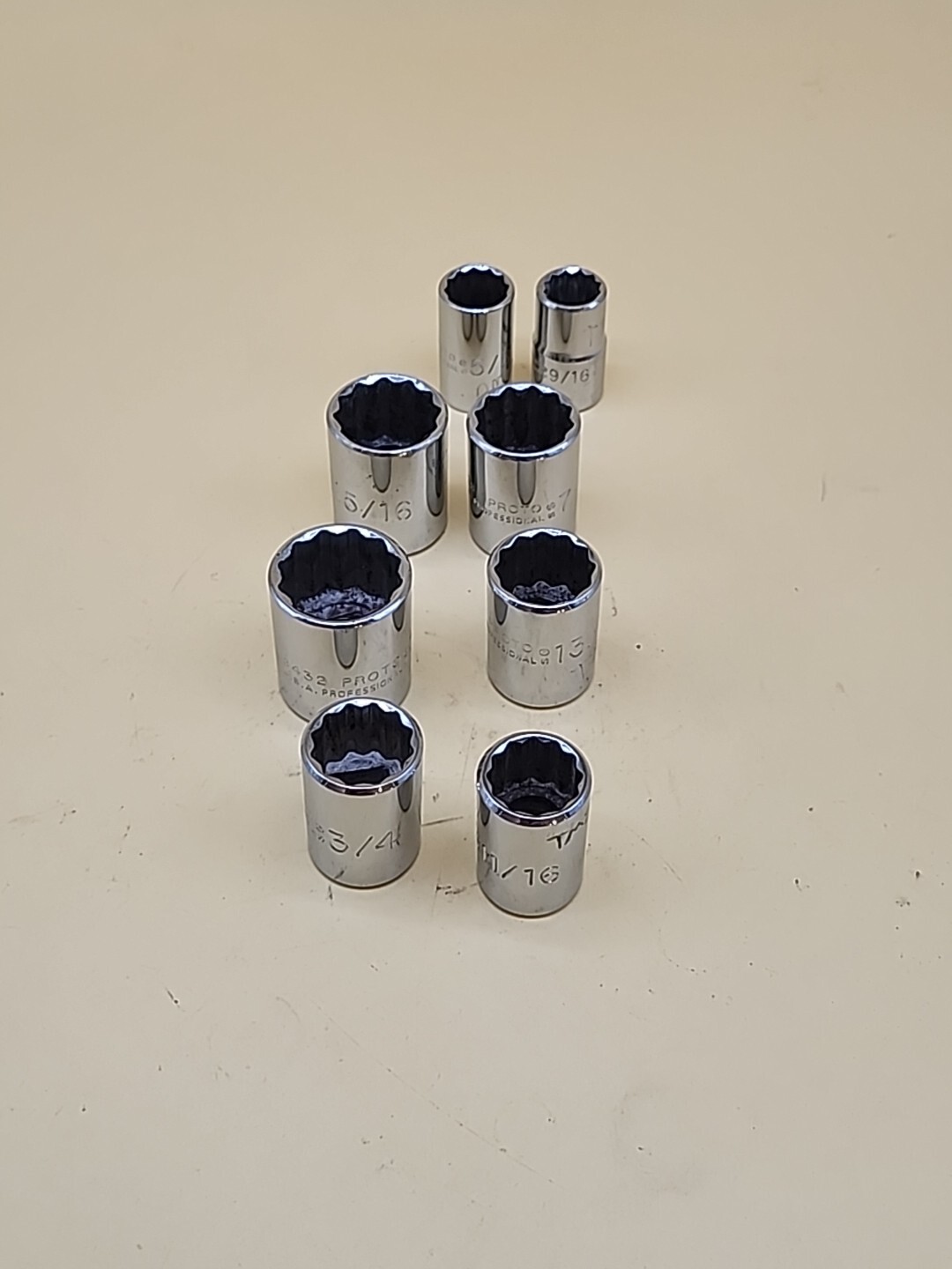 Proto 1/2″ Drive Sockets 1″, 15/16″, 7/8″, 13/16″ ,3/4, 11/16, 5/8, 9/16