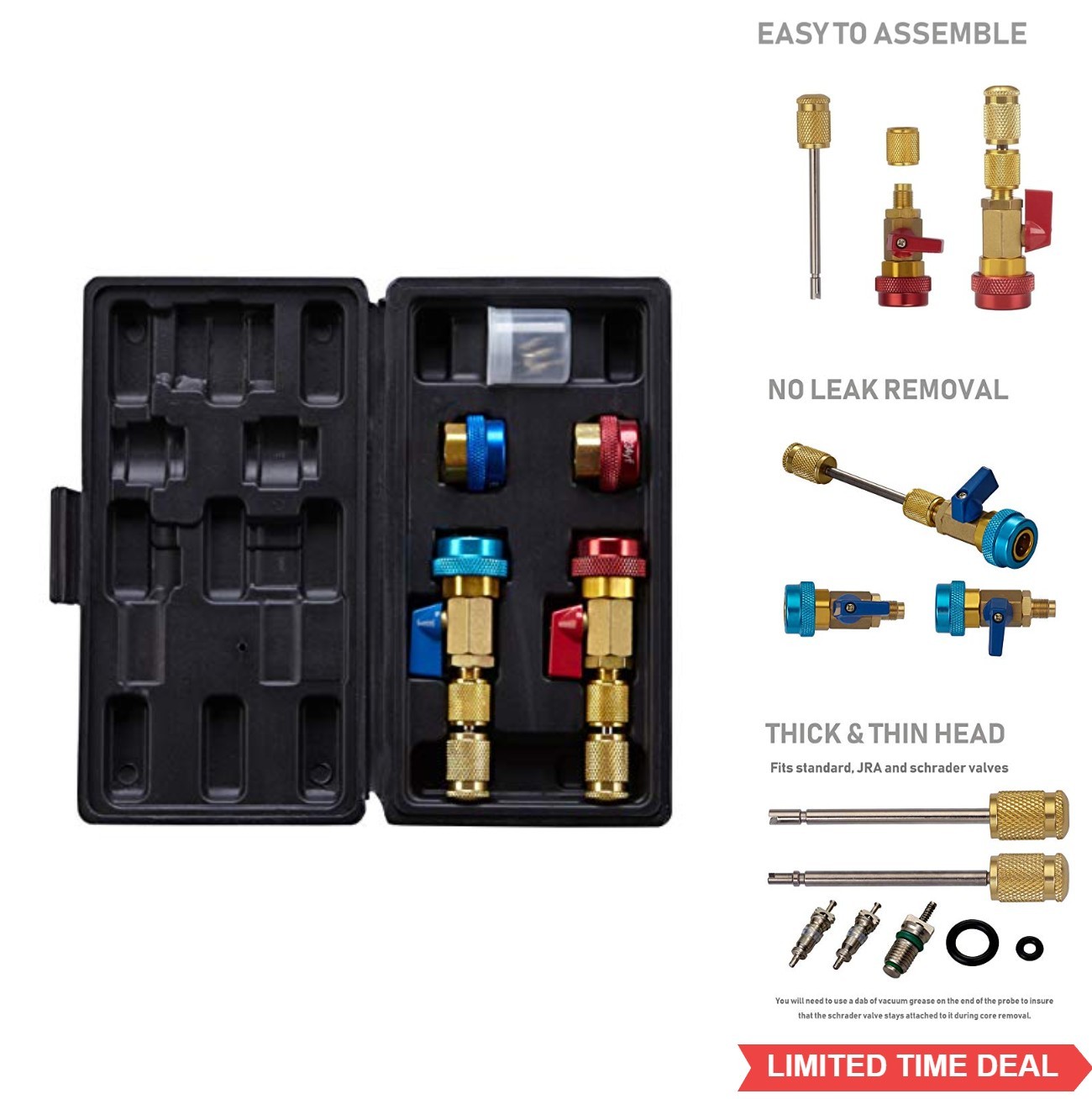 Automotive AC Valve Core Remover Installer Tool Set R134A R1234YF JRA Standard
