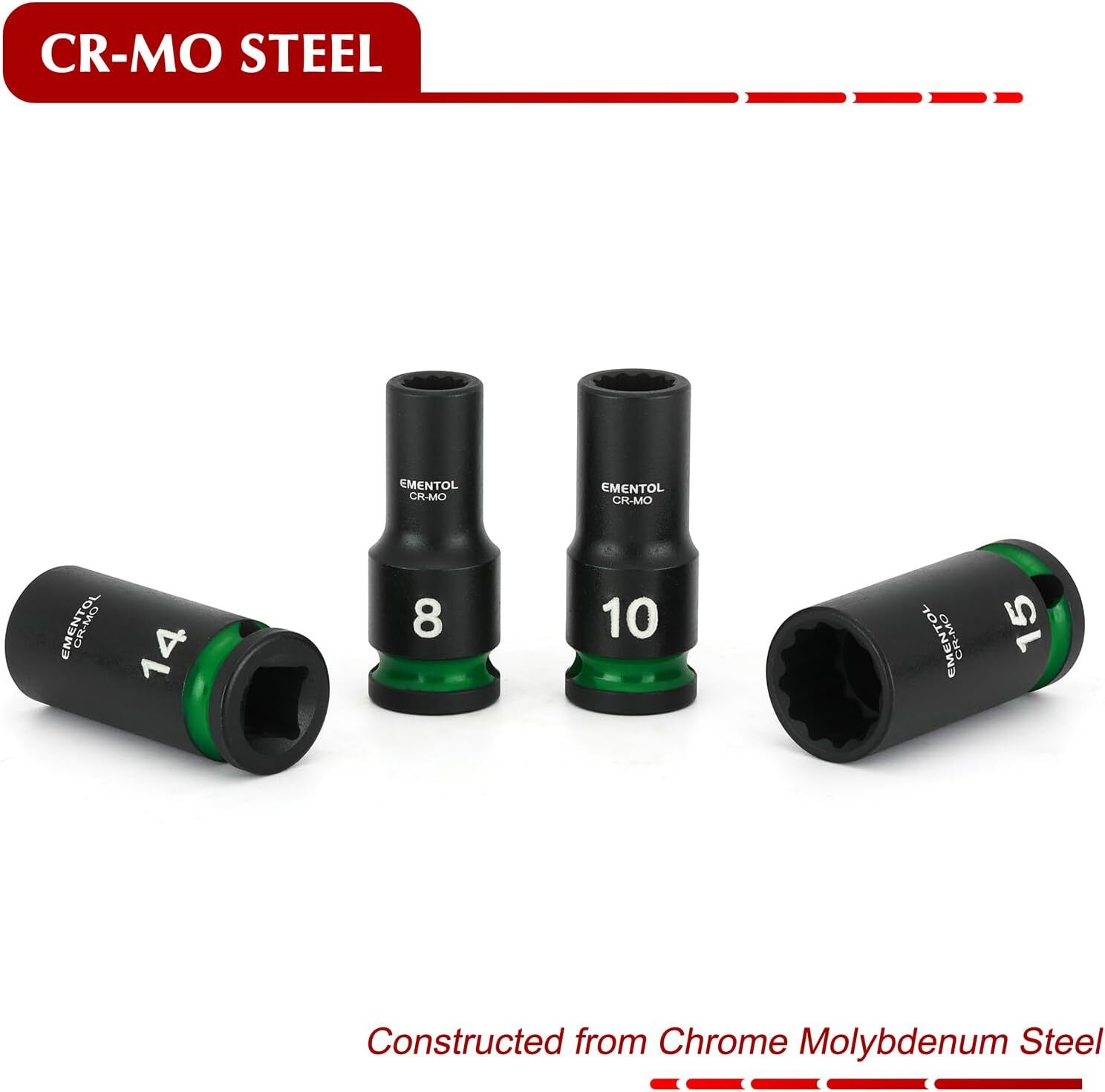 3/8″ Drive Impact Socket Set Semi-Deep Socket 13PCS Metric 7-19mm 12 Point CR-MO