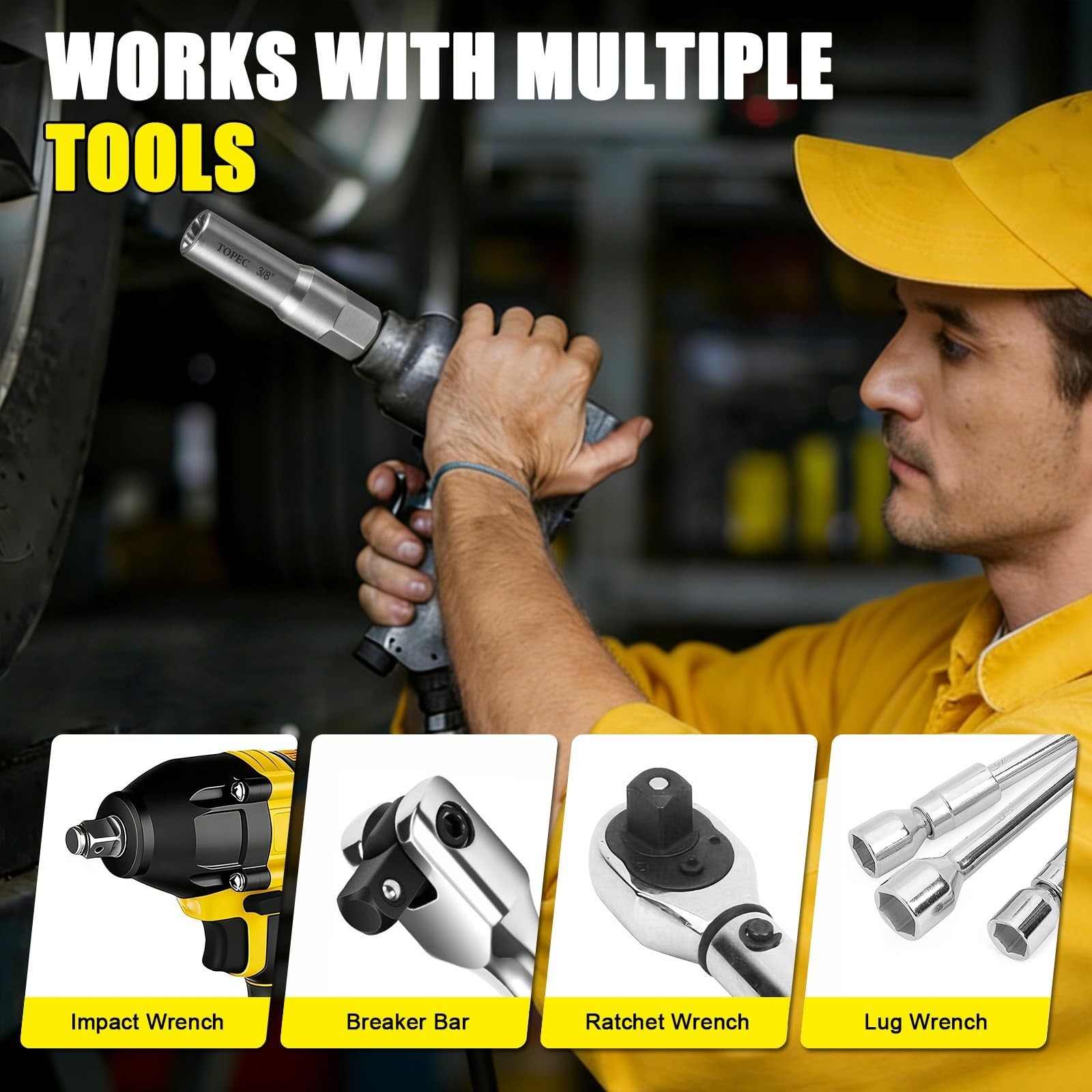 10-Piece Spiral Type Deep Bolt Extractor Set, Spark Plug Extraction Socket Set