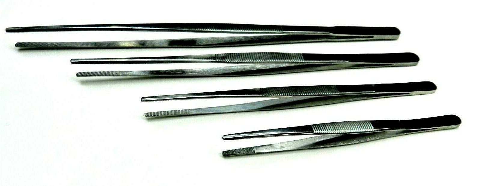 4pc General Purpose Tweezers Utility Forceps – 12″,10″,8″,6″ Stainless Blunt Tip