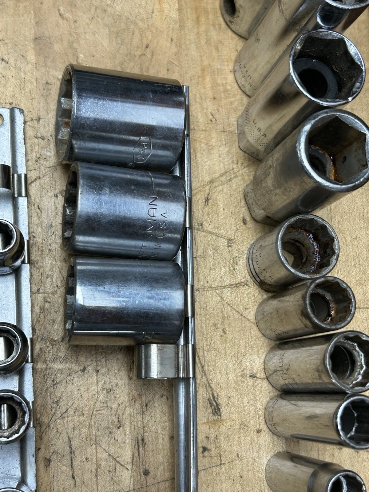 Lot of Assorted Sockets SAE & Metric Mixed Brands Various Drives, Mostly USA