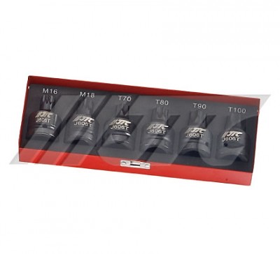 3/4″ 6PCS (T70,T80,T90,T100,M16 M18,IMPACT STAR & SPLINE SOCKET, JTC Tools J606T