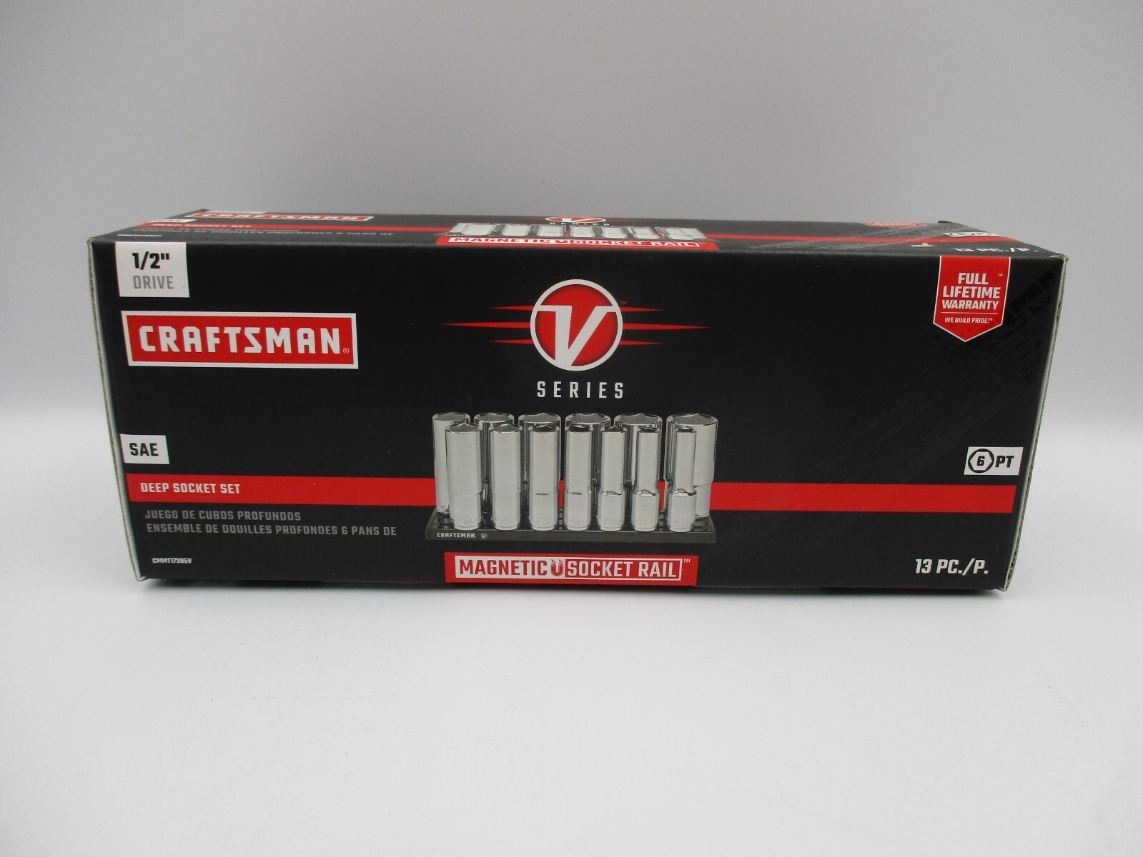 Craftsman 13Pc 1/2″ Drive 6 Point SAE Socket Set on Magnetic Rail CMMT173955V