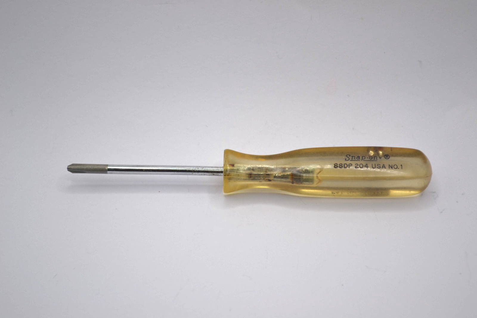 Snap On SDDP204 No.1 Vintage Phillips Amber Hard Plastic Handle Screwdriver y-1