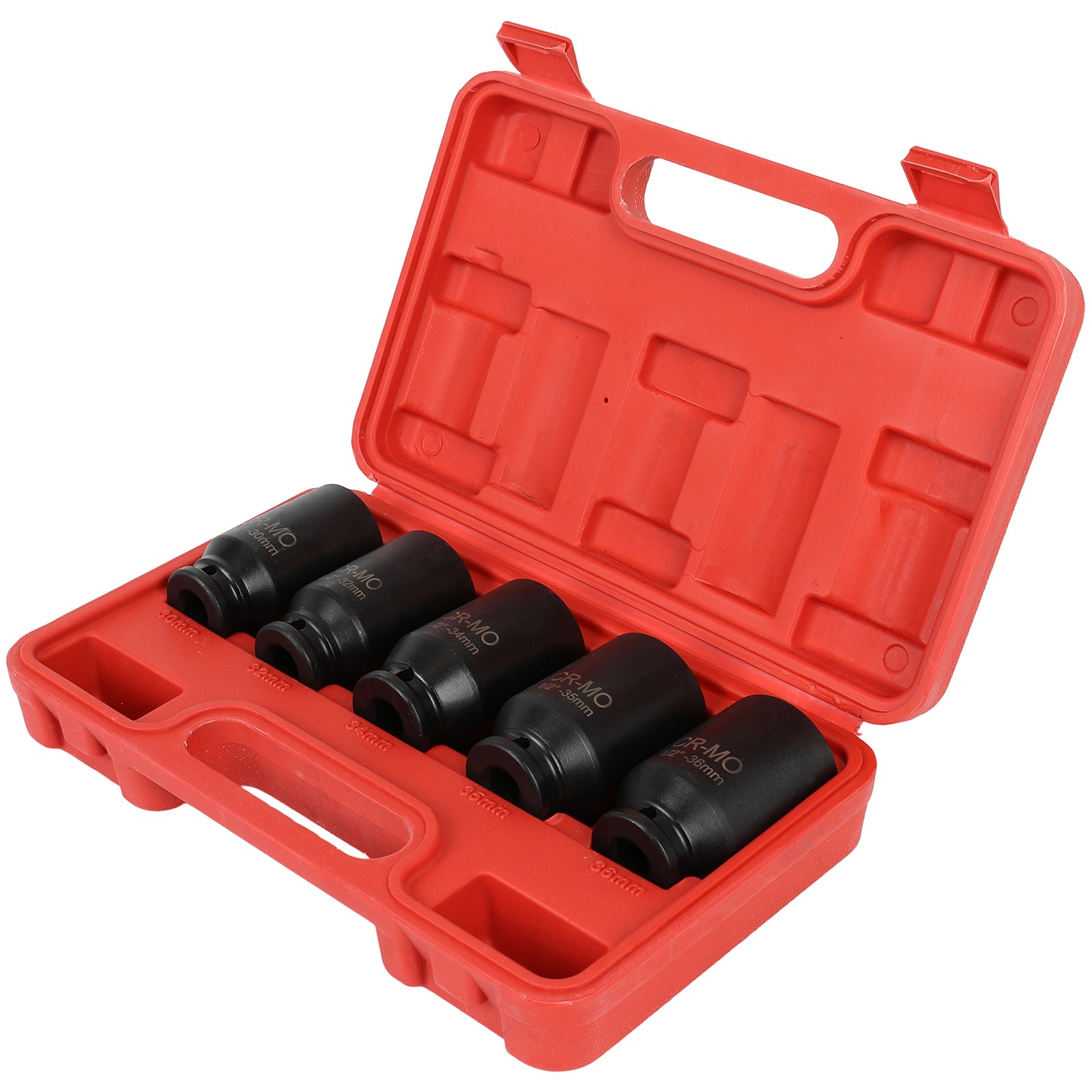 30mm 32mm 34mm 35mm 36mm 5pcs 1/2» Deep Spindle Axle Nut Socket Set 12 Point
