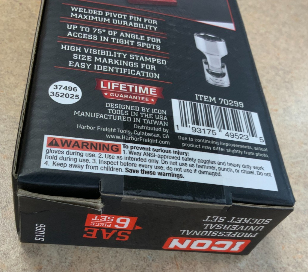 ICON S1US6 PROFESSIONAL UNIVERSAL SOCKET SET SAE 1/4″ DRIVE