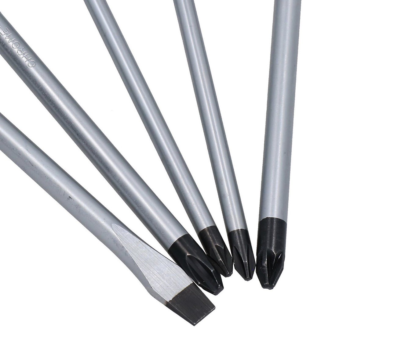 High Grade Chrome Vanadium Steel Extra Long Screwdriver Set 450mm Pozi Flat 5pc