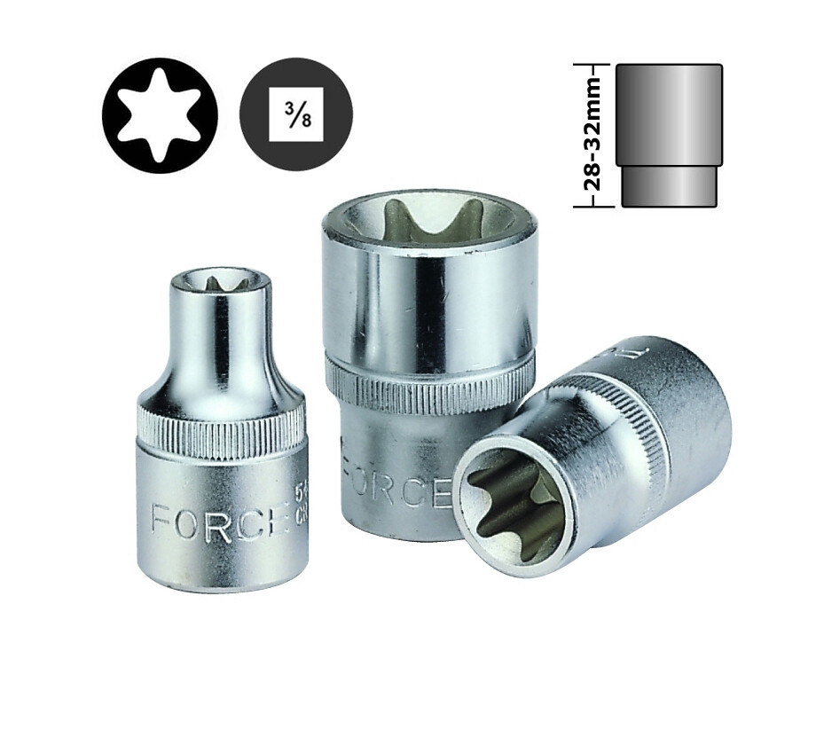 Force / King Tony 3/8″ Dr. Female Torx E-Star Cr-V Reg Socket Option: E4-E18