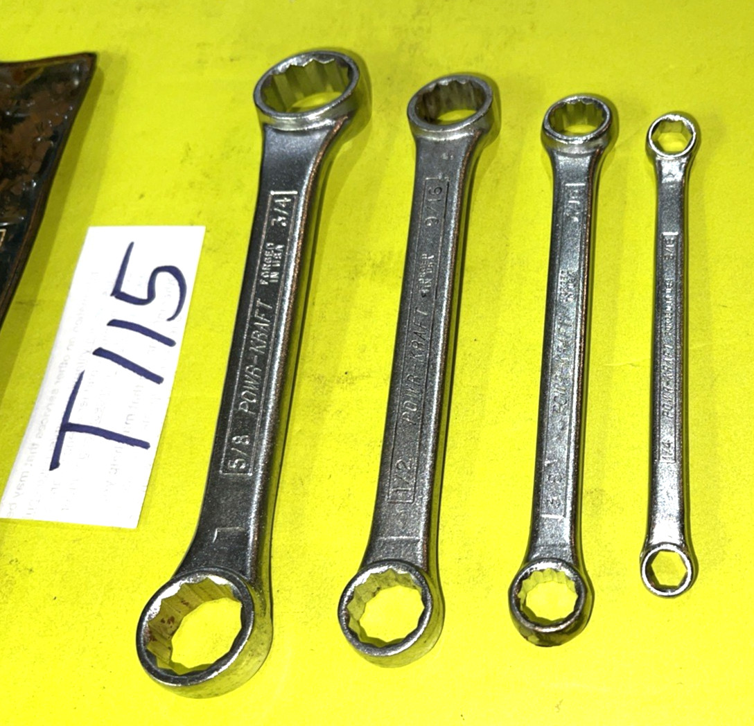 POWR-KRAFT TOOLS VINTAGE 4 PIECE SAE. SHORT BOX-END WRENCH SET 1/4 – 3/4