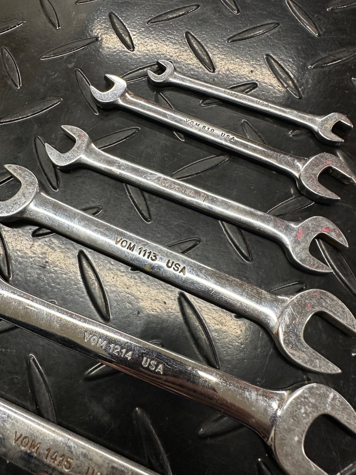 Snap-On Metric Double Open End Wrench Set 8pc 6mm-19mm VOM Underline 1980s