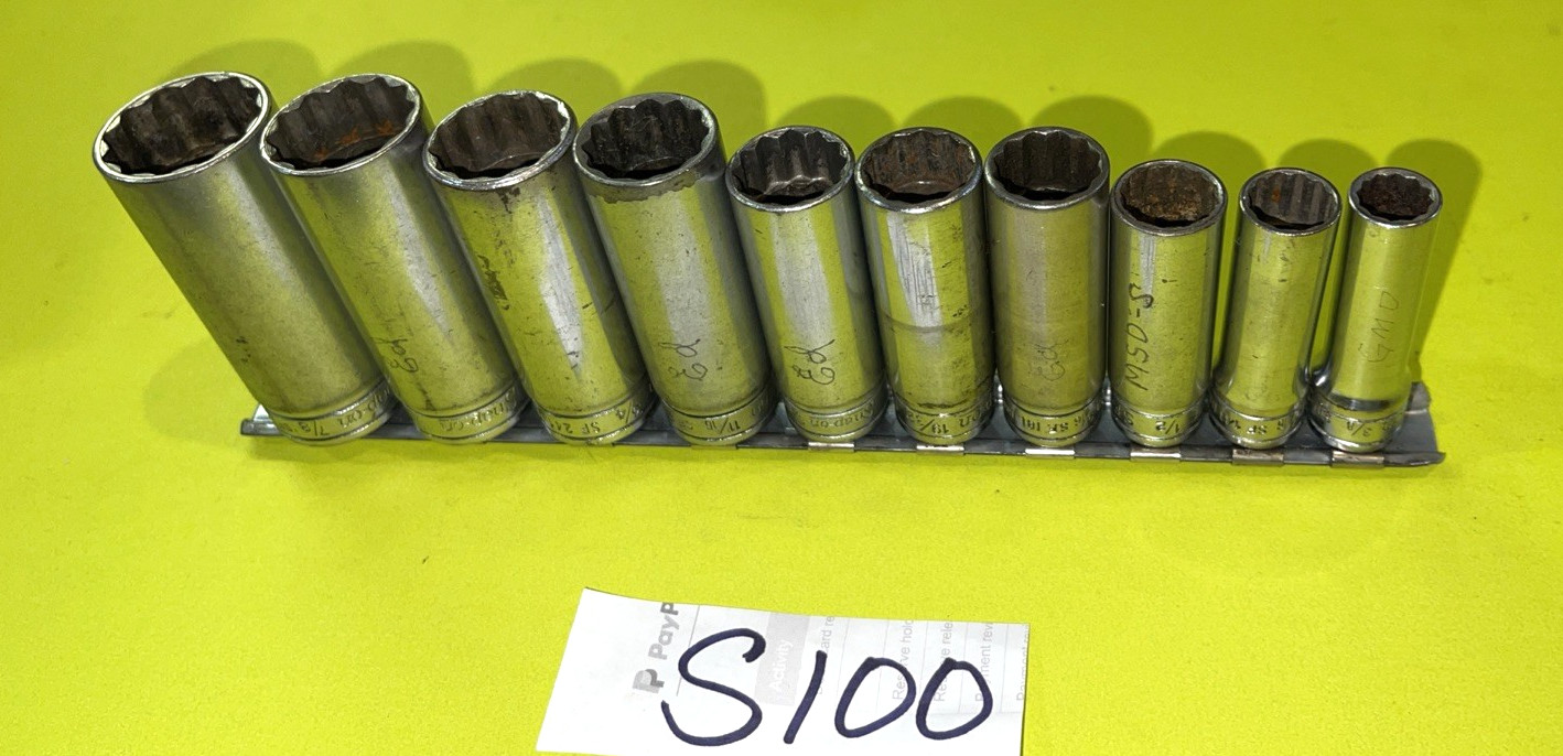 SNAP-ON TOOLS PIECE 3/8 DRIVE SAE. DEEP CHROME 12 POINT SOCKET SET