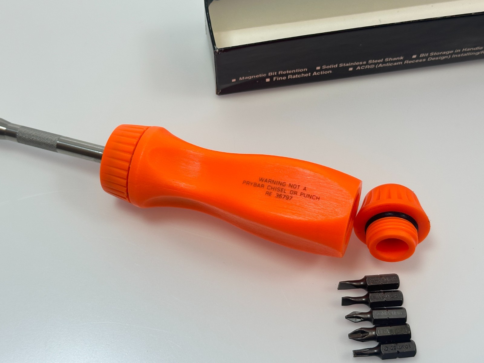 🇺🇸 Snap-on Tools USA ORANGE Hard Handle Ratcheting Screwdriver SSDMR4B, NOS