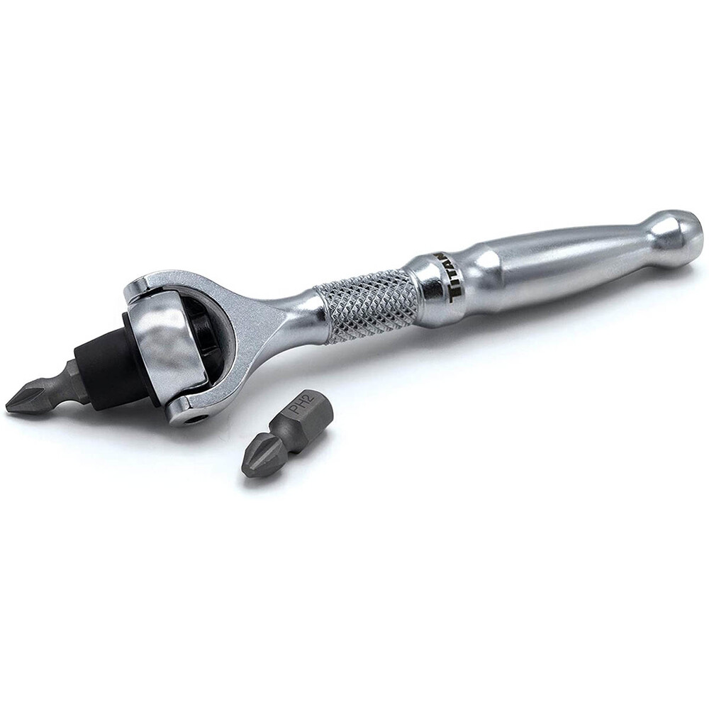 Titan 11318 1/4″ Drive Aluminum Swivel Head Micro Ratchet Bit Driver Silver