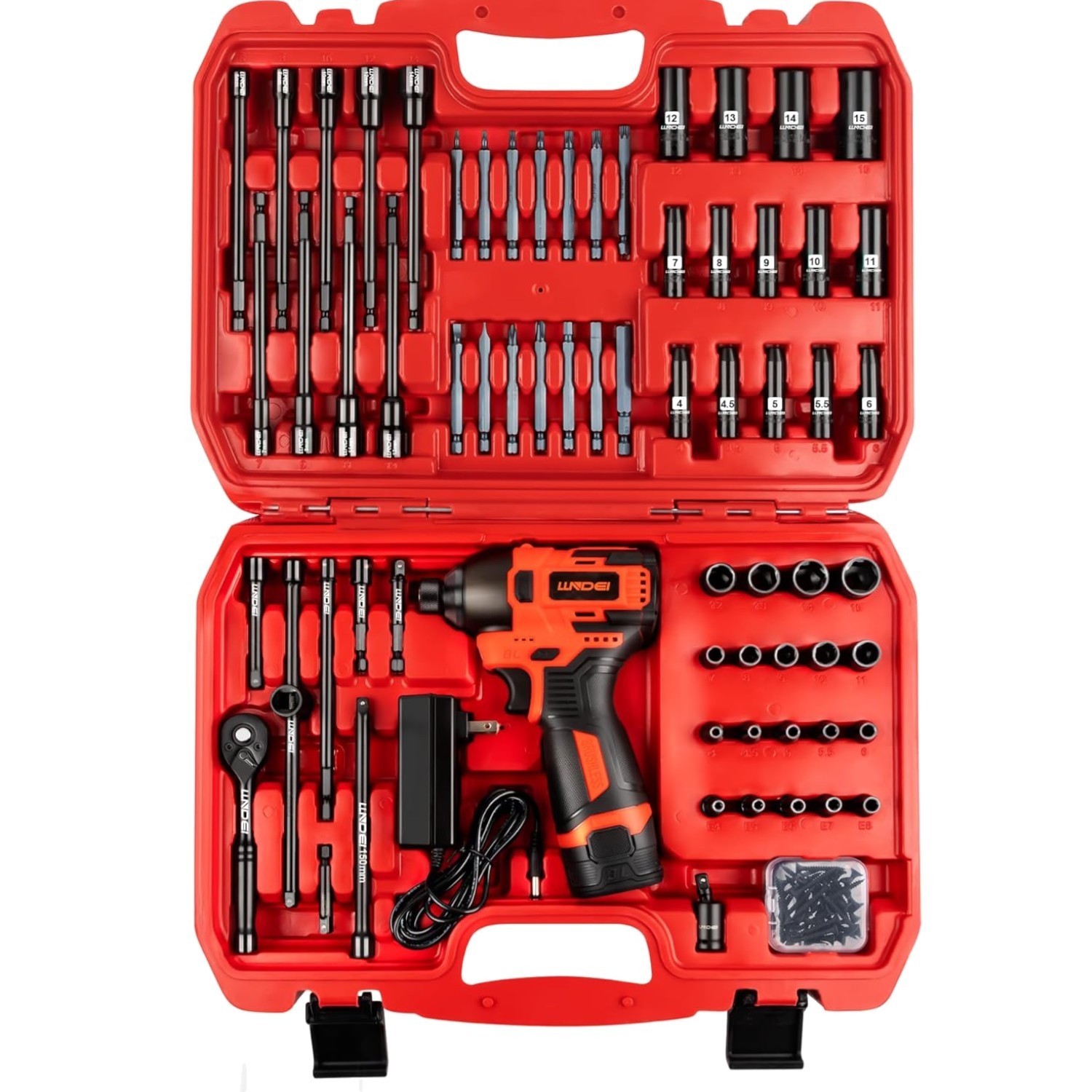 16V Brushless Impact Driver Kit, 108 PCS 140N. m, 6 point 1/4″ Drive Socket S…