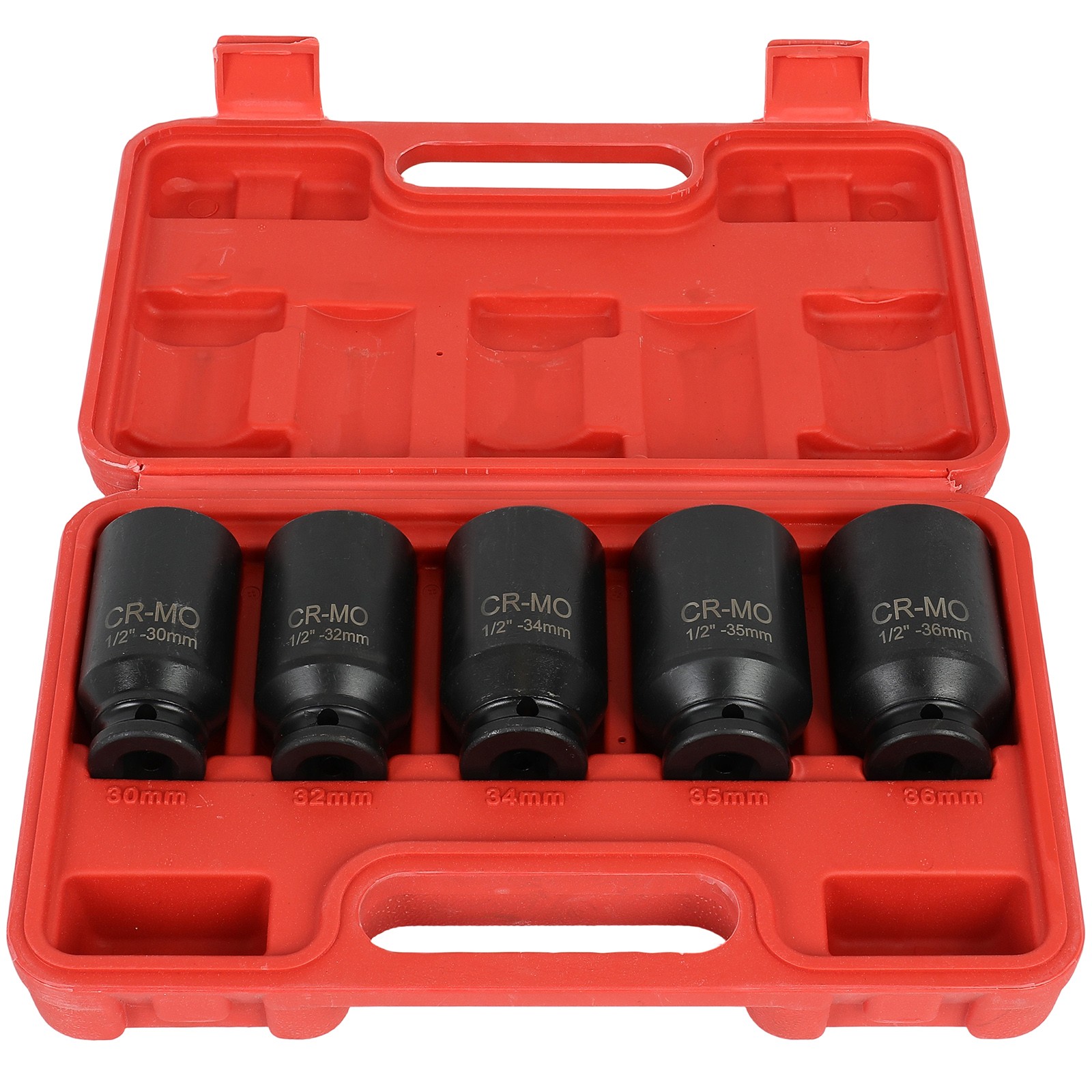 30mm 32mm 34mm 35mm 36mm 5pcs 1/2» Deep Spindle Axle Nut Socket Set 12 Point