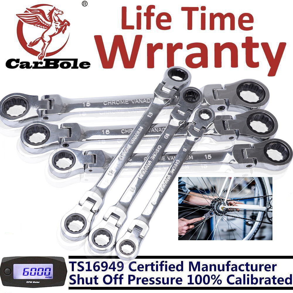 Universal Double Box End Ratcheting Wrench Flex-Head Extra Long Spanner Metric