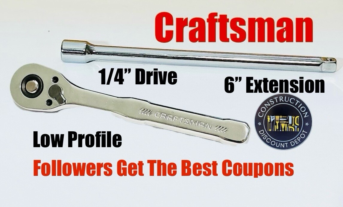 CRAFTSMAN 72-T 1/4″ DR Ratchet LOW CMMT86721 + 6″ Extension CMMT43531