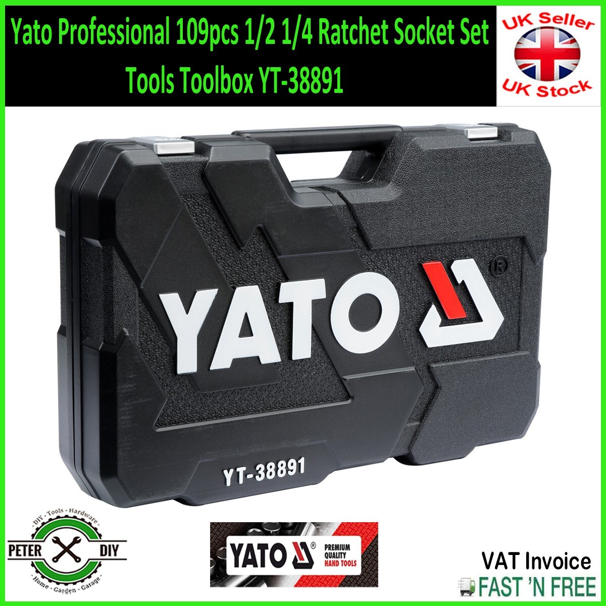 Yato Professional 109pcs 1/2 1/4 Ratchet Socket Set Tools Toolbox YT-38891