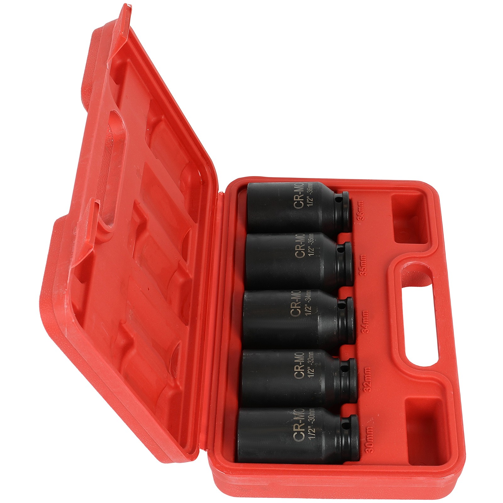 30mm 32mm 34mm 35mm 36mm 5pcs 1/2» Deep Spindle Axle Nut Socket Set 12 Point