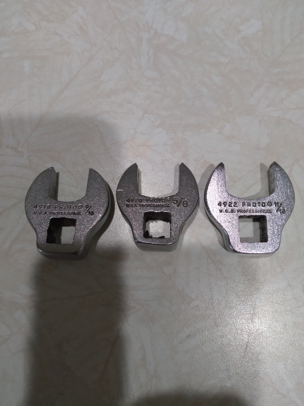 Proto Professional Crowfoot Socket Set Of 3 Model No’s 4918- 4920-4922 USA