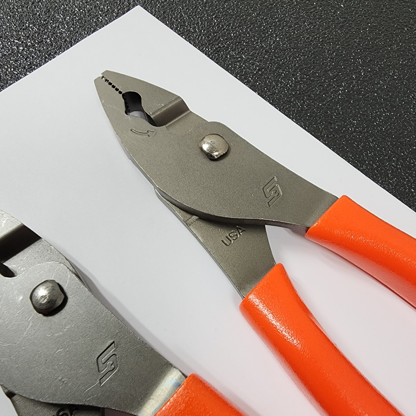 Snap-on Tools USA NEW STYLE ORANGE 3pc Soft Grip Plier Lot Set PL347ACF LN47ACF