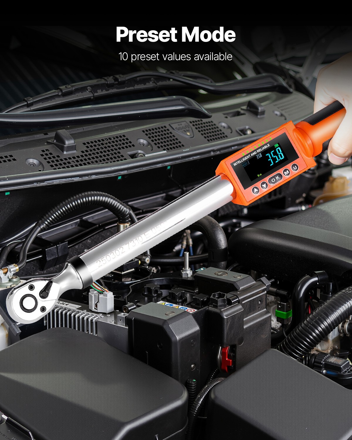VEVOR Digital Torque Wrench Set 2Pieces 1/2 3/8 In Drive 72-Tooth Electronic LED