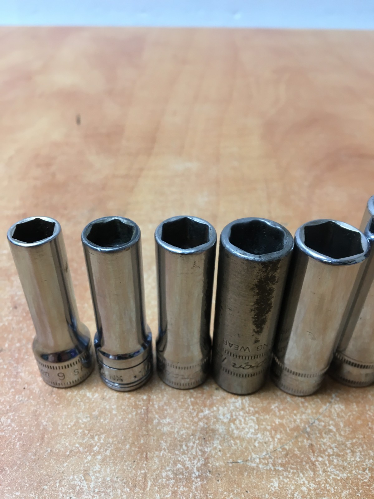 Snap On SFSM Series 10pc 3/8″ Drive Metric 9mm-19mm Deep Socket Set READ