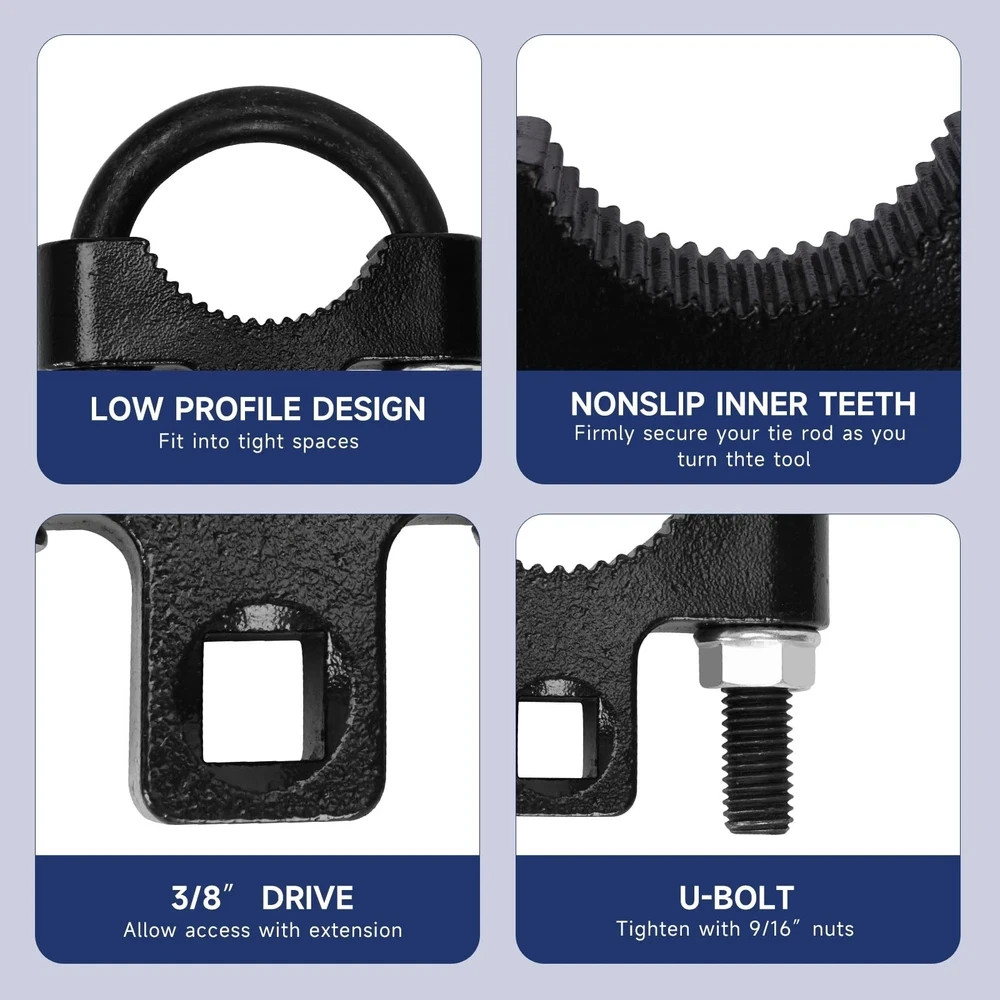 Universal Inner Tie Rod Removal Tool Kit – 3/8″ U-Wrench & 27-44mm Hex Wrench fo