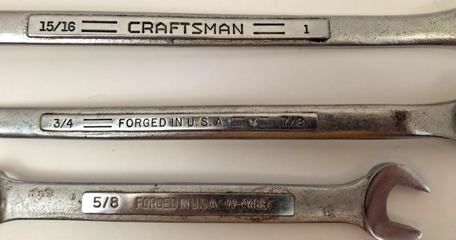 Lot of 5 Craftsman 12pt Double Box End and Combination SAE Wrenches Made In USA