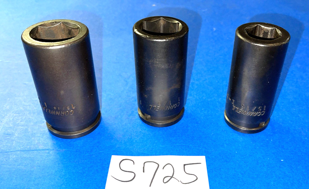 CORNWELL TOOLS 3 PIECE 3/4 DRIVE SAE. DEEP IMPACT SOCKETS 15/16, 1-1/8, 1-3/16