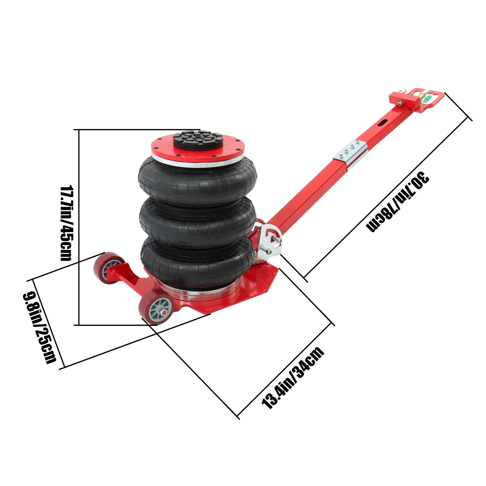 Labwork Triple Bag Air Jack Pneumatic Jack 17.7″ Car SUV Lifting 3 Ton/6600 lbs