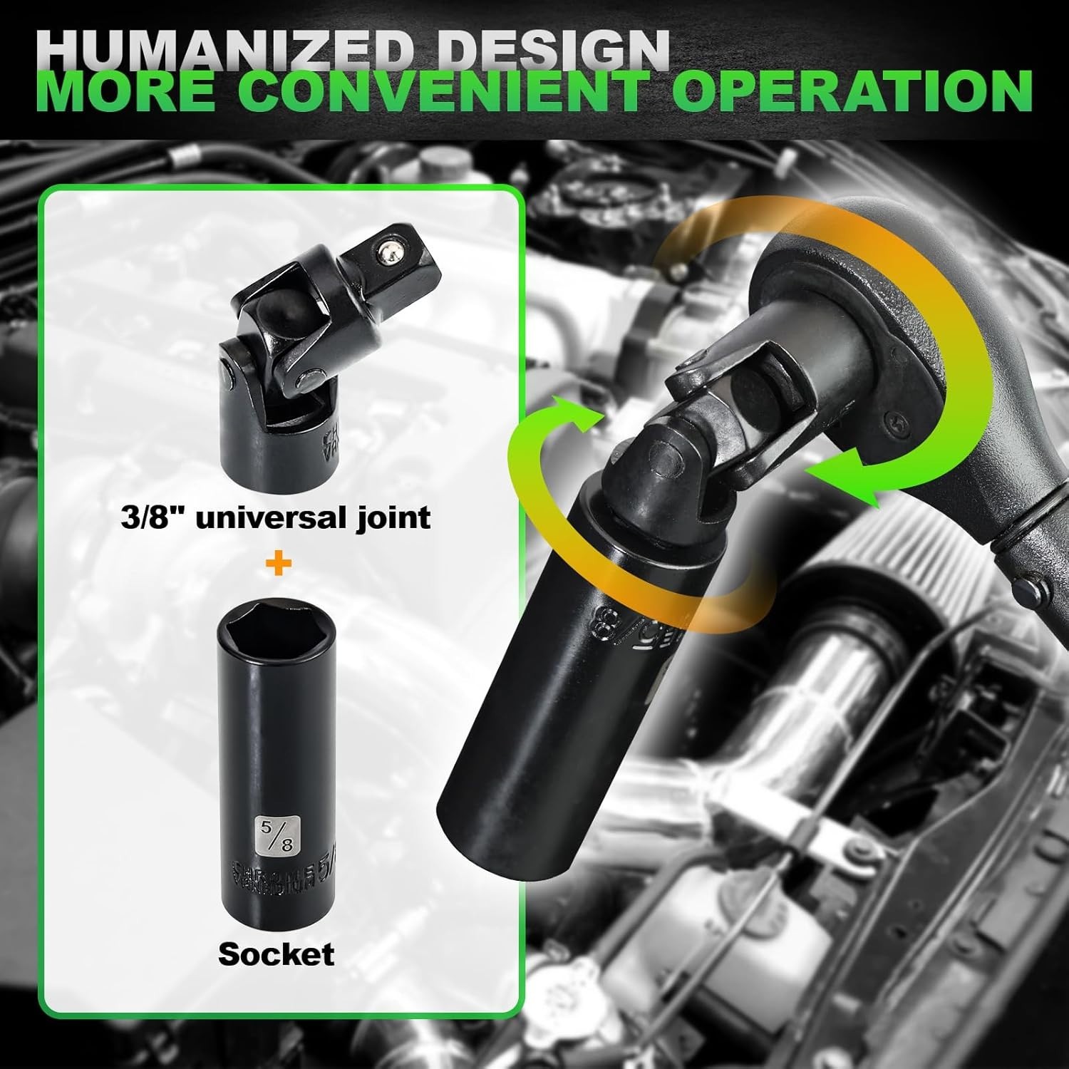 3/8″ Drive Impact Socket Set, 50 Piece Standard SAE 5/16 to 3/4 inch and Metr…