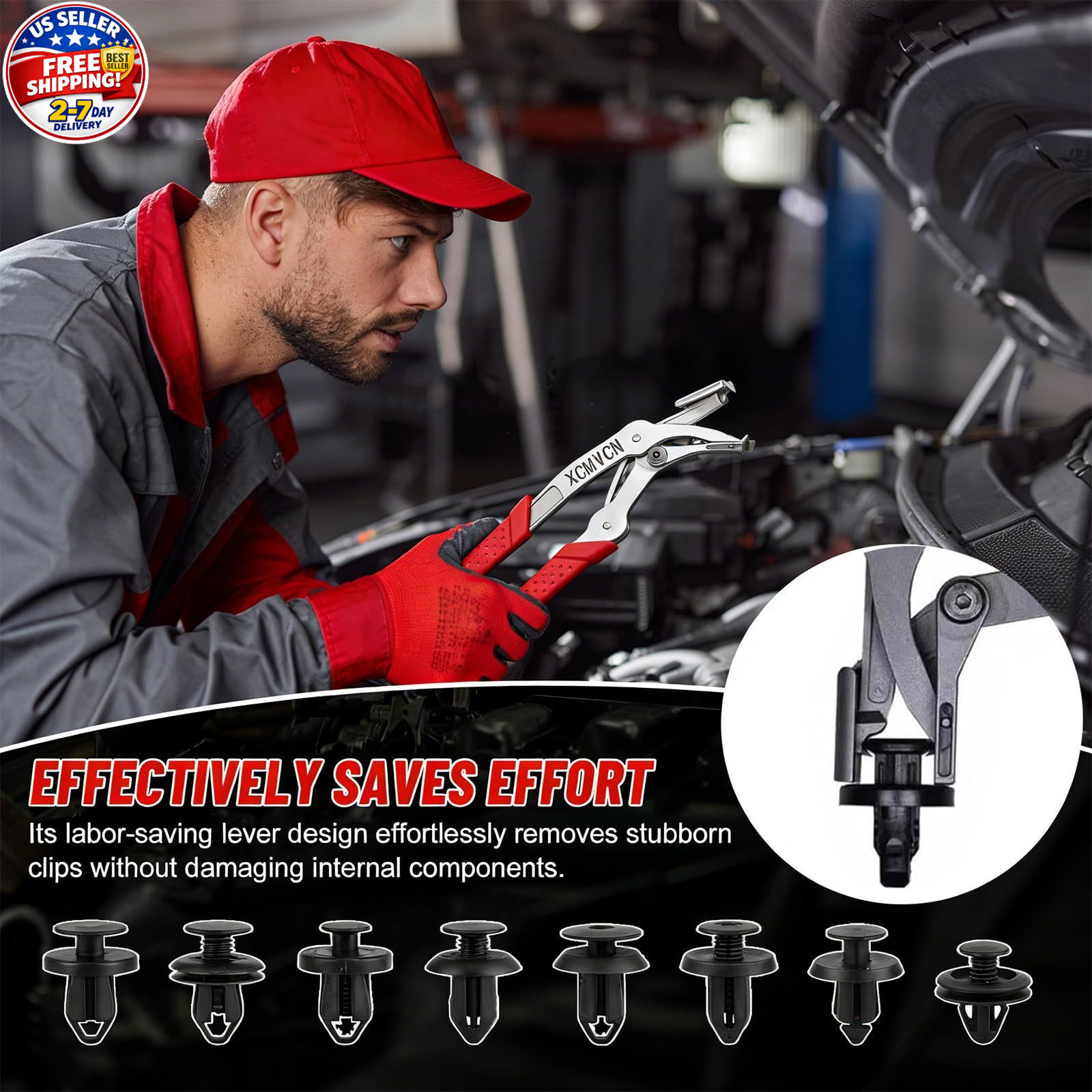Car Clip Pliers, Professional Auto Removal Pliers Tool, Panel Red