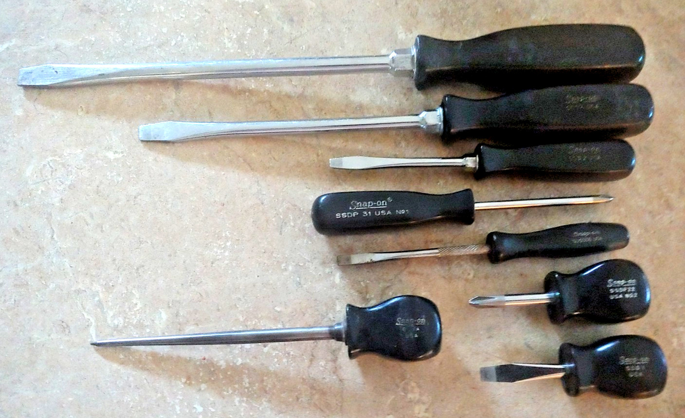 Snap-on 8 Pcs. Screwdrivers SSD8,6,2,1 SOD306, SSDP31, SSDP22,6ASA Phil Slot USA