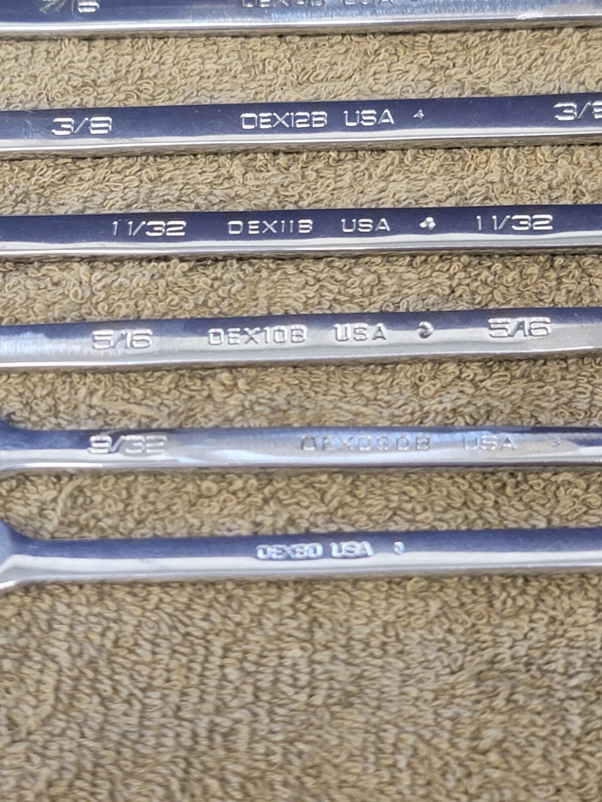 Snap on OEX Combination Wrench Set Sae 1-1/16 1 15/16 7/8 13/16 3/4 9/16 3/8 1/4