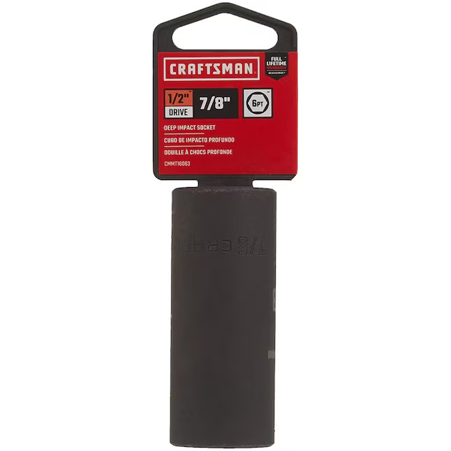 CRAFTSMAN Standard (SAE) 1/2″ Drive 7/8″ 6-point Impact Socket