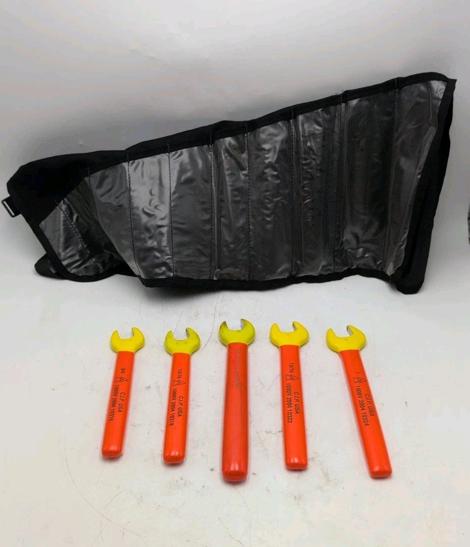 C.I.P. USA 1000V Insulated Open End Wrench Set SAE 5pc w/ Carry Case