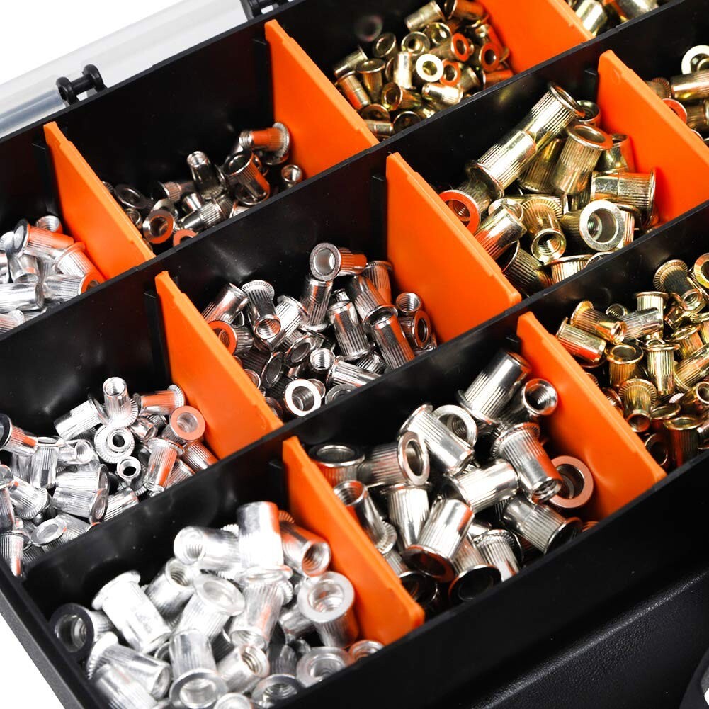 1510pc Rivnut Stainless Steel Rivet Nut Nutsert Tool Kit SAE & Metric Mandrels