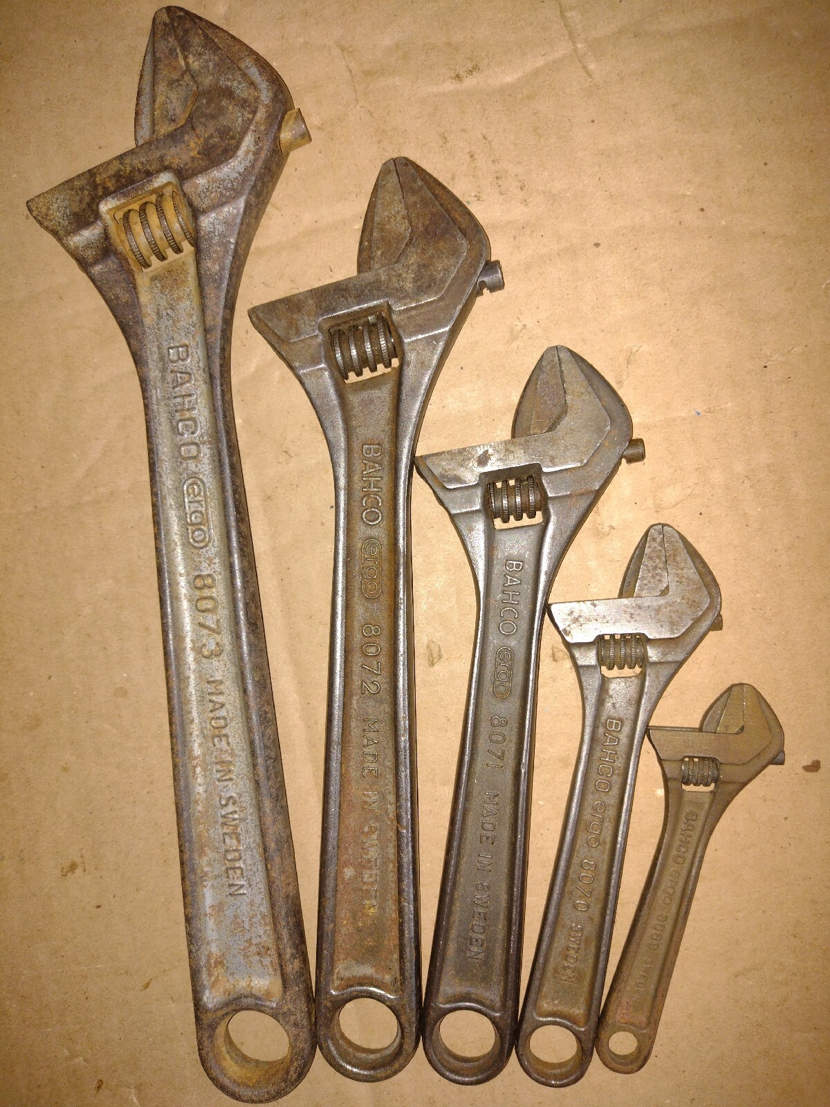 BAHCO ergo ADJUSTABLE WRENCHES-SIZES;12″ &10″ & 8″ & 6″ & 4″ MADE IN SWEDEN